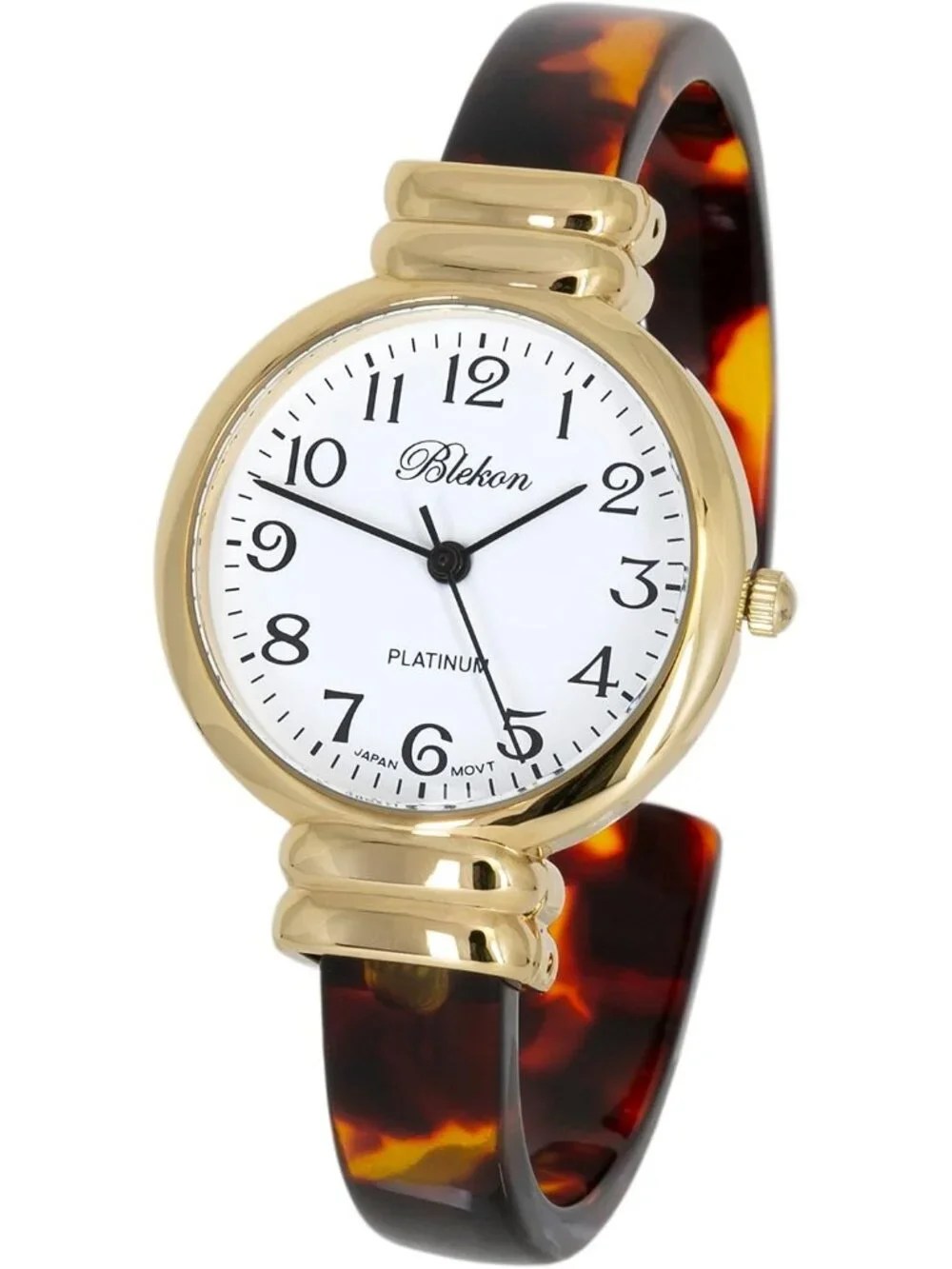 Women's Gold/Round Comfortable Shell Color Design Cuff Bangle Stylish Watch